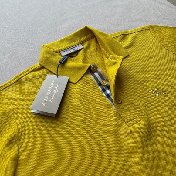 Burberry London Men's New Casual Yellow Color Polo Shirt Medium Size - Picture 5 of 10